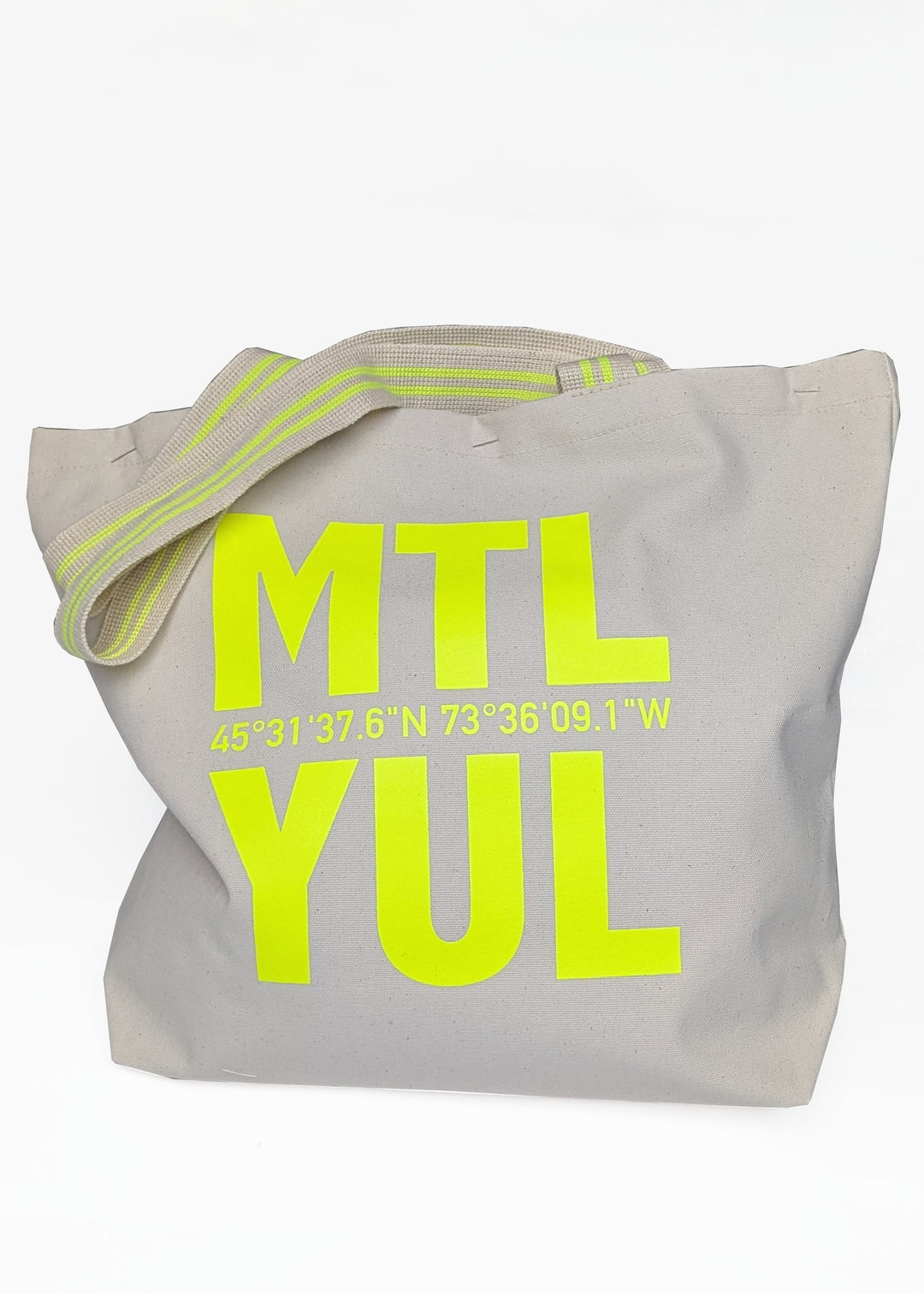 Sac fourre-tout en coton - MTL/YUL - Bandoulière jaune