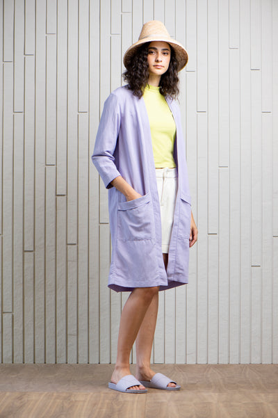 market-linen-long-jacket-Canadian-designer-pockets-lilas