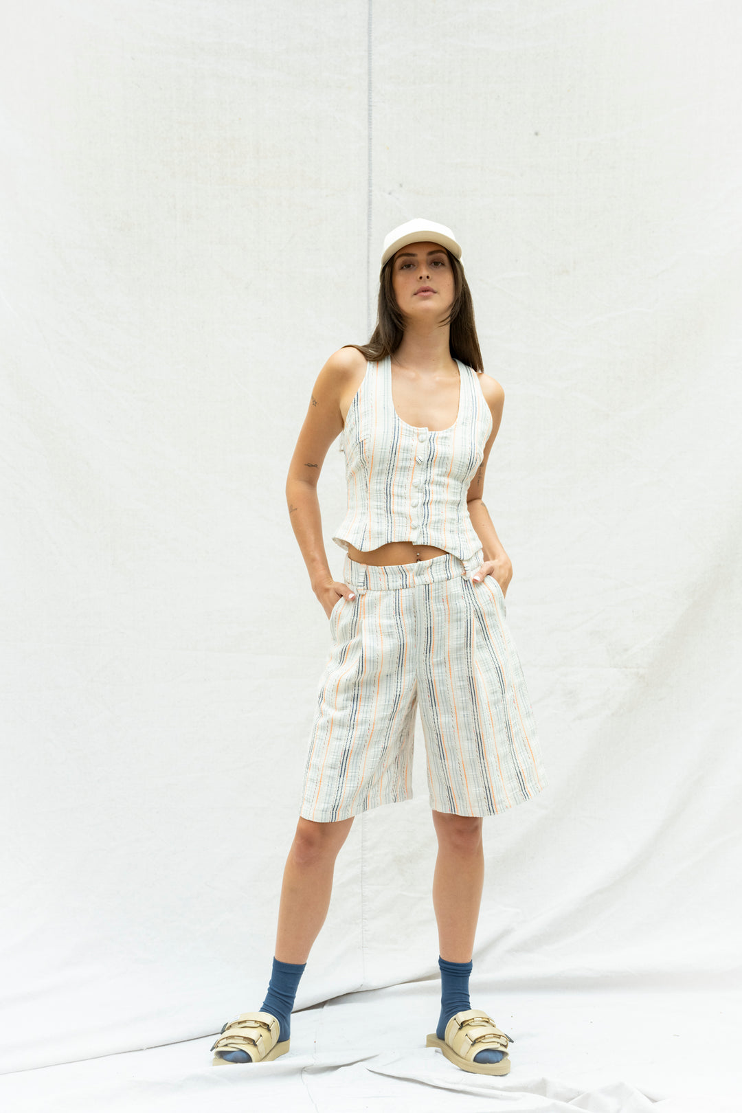 Bermuda en Jacquard Ligné