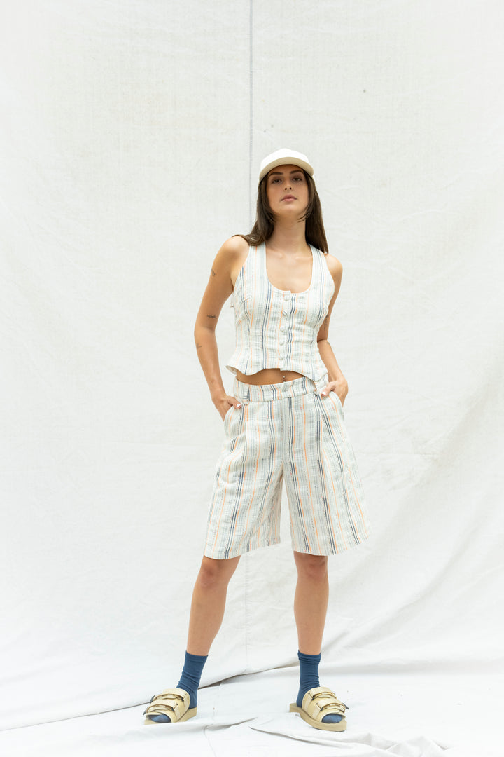 Bermuda en Jacquard Ligné
