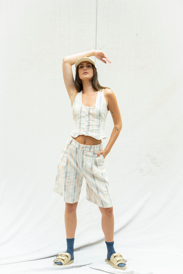 Bermuda en Jacquard Ligné
