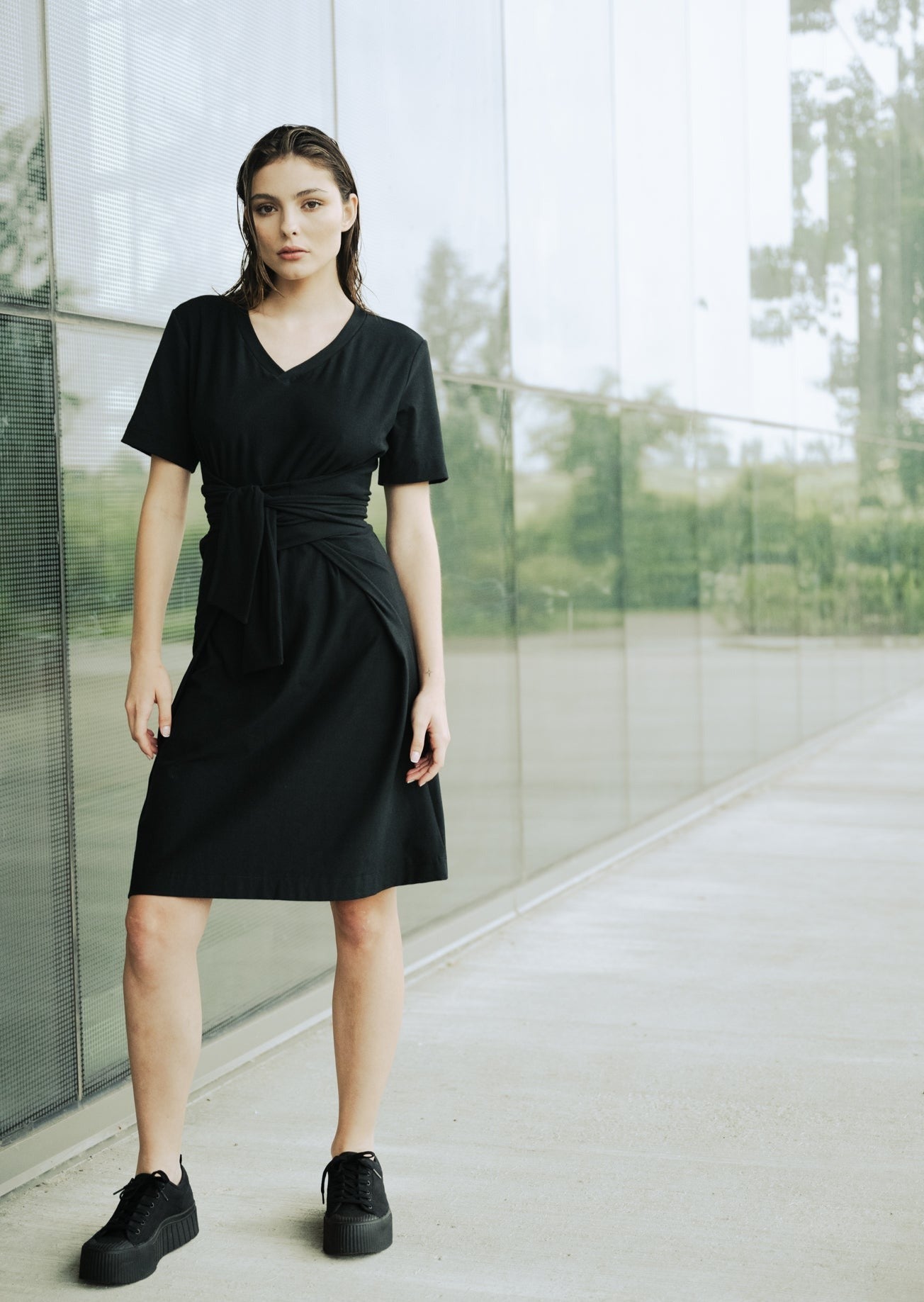 Adelaide Slit Sleeve Belted Dress