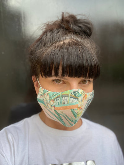 3 Layers Mask - Linen Tropical Print