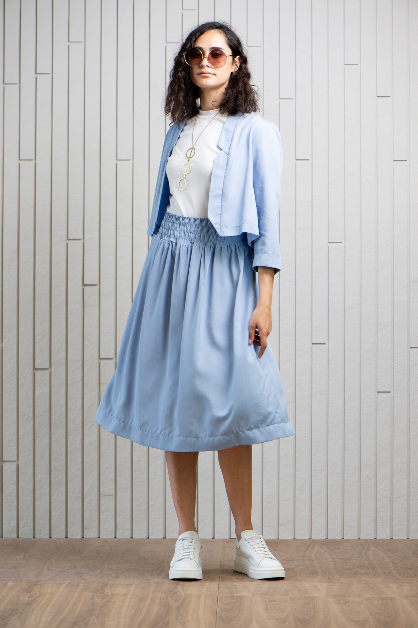 nassau-shirred-skirt-tencel-Canadian-designer-pockets-blue