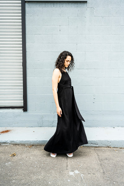 market-maxi-dress-pockets-Canadian-designer-black