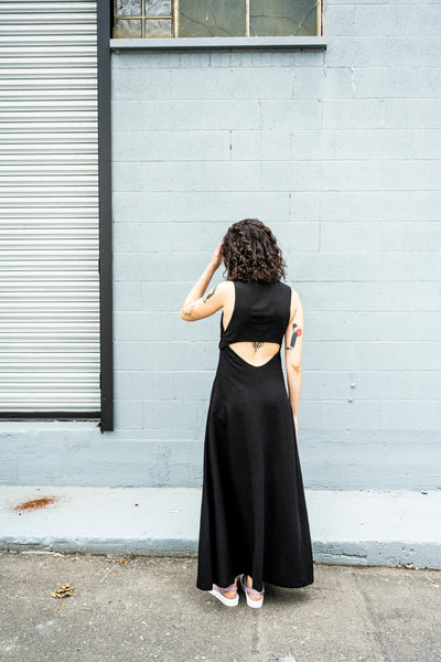 market-maxi-dress-pockets-Canadian-designer-black