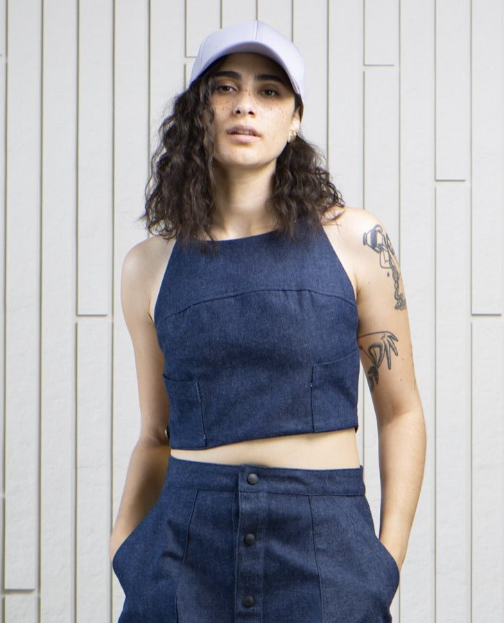 northstar-denim-halter-top-indigo-Canadian-designer